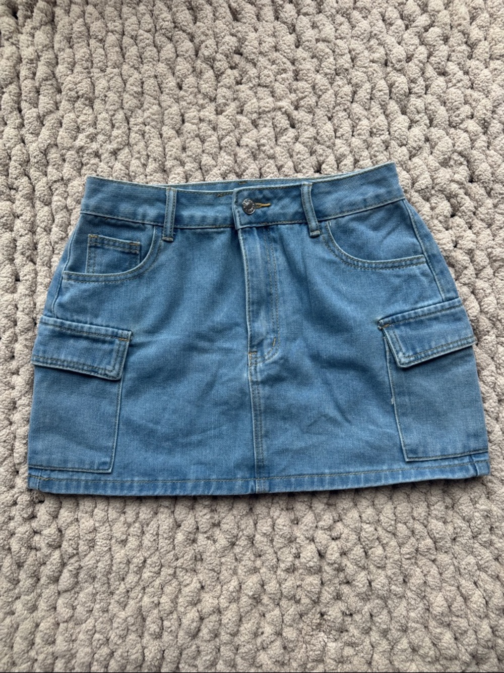 SHEIN Blue Denim Cargo Mini Skirt